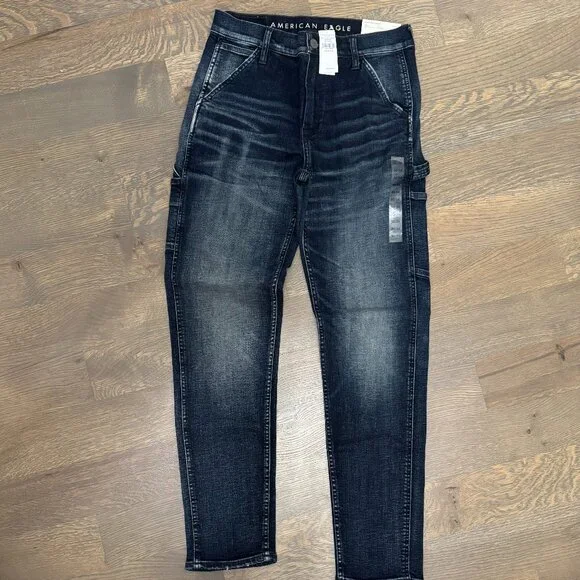 NWT American Eagle Men's Slim Fit Carpenter Jeans - Dark Blue Denim - Size 30x34 - Picture 2 of 9